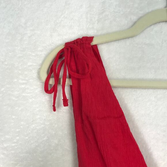 One Clothing Romper Small Red Deep V Neck Sleeveless Flowy Vacation Tomato Sexy - Picture 4 of 13